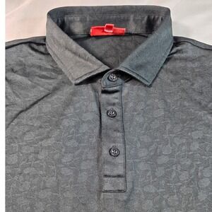 Redvanly Golf Polo Shirt Men Large Black Floral Tonal Stretch Performance